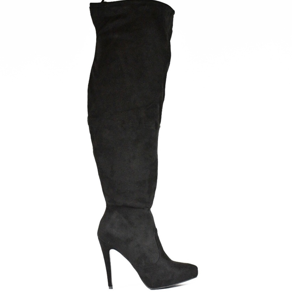 Over the knee high heeled boot